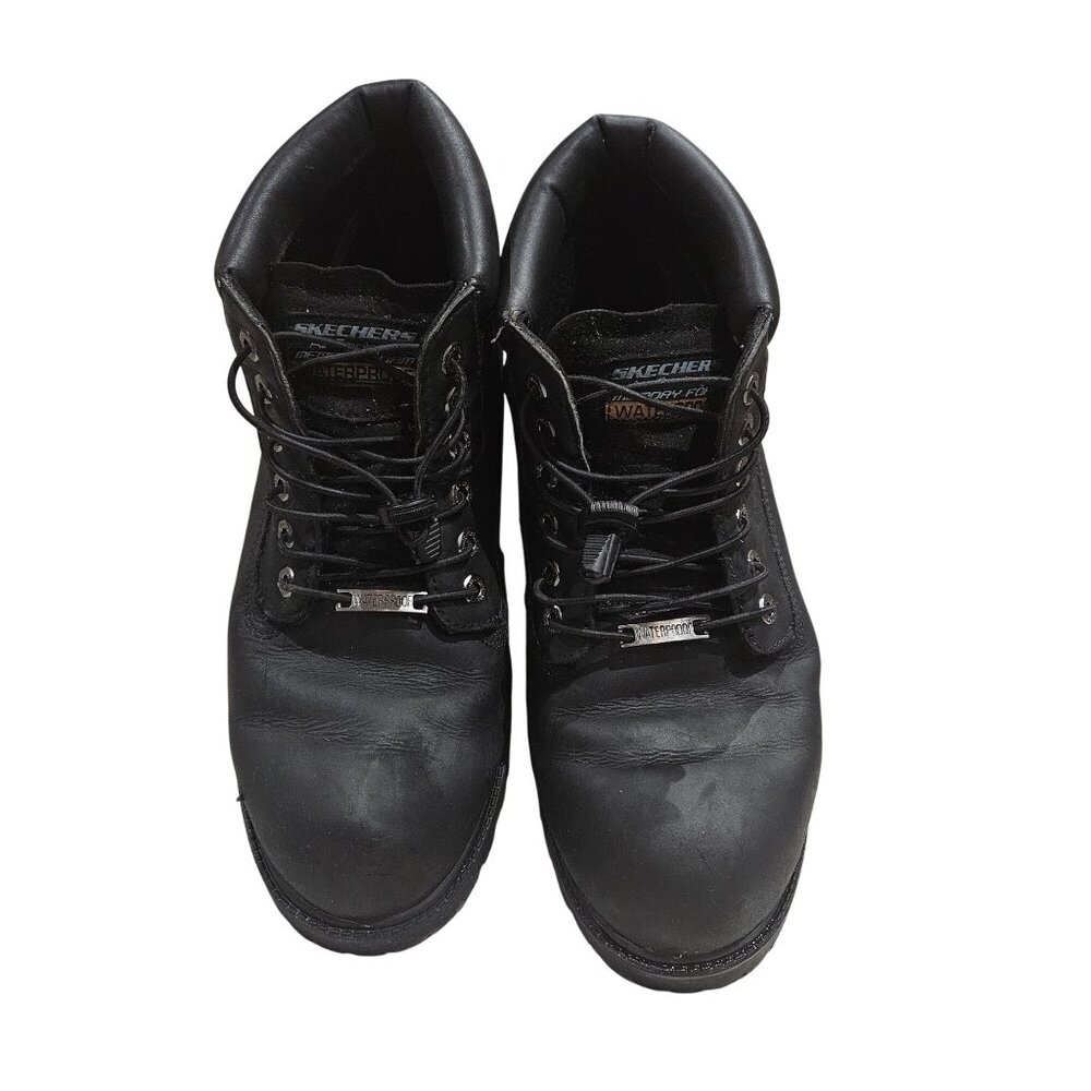 Skechers Mens Ankle High Black Waterproof Work Boots size 11.1/2